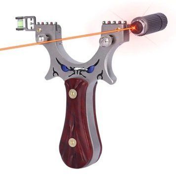 Metal slingshot with wooden handle