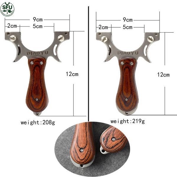 Metal slingshot with wooden grips