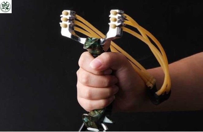 Metal slingshot for fishing SlingFish with a wrist brace