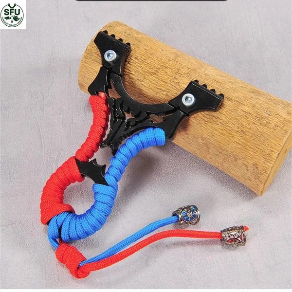 Red-and-Blue Metal Slingshot with Laser Sight