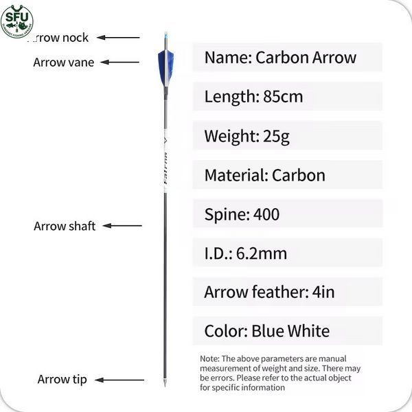 Carbon arrow with natural feathers Falcon 4.2 mm (85 cm) &mdash; for bows and crossbows 40-50 LBS