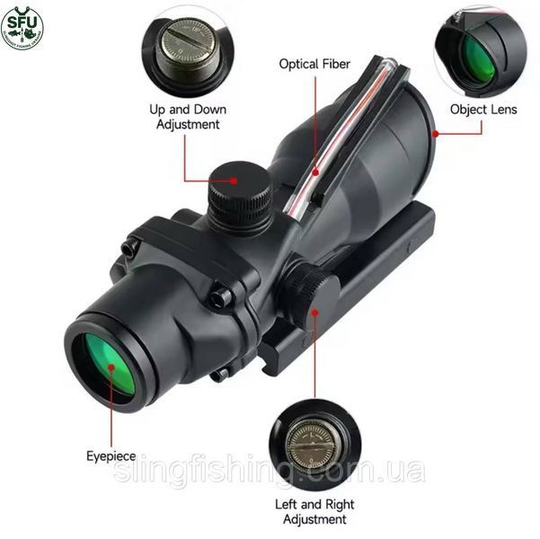 Оптичний приціл ACOG 4x32 з підсвіченою центральною точкою та кріпленням Weaver/Picatinny sfu-opt-432acog-01 фото
