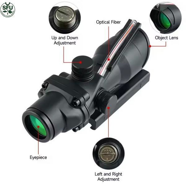 Оптичний приціл ACOG 4x32 з підсвіченою центральною точкою та кріпленням Weaver/Picatinny sfu-opt-432acog-01 фото