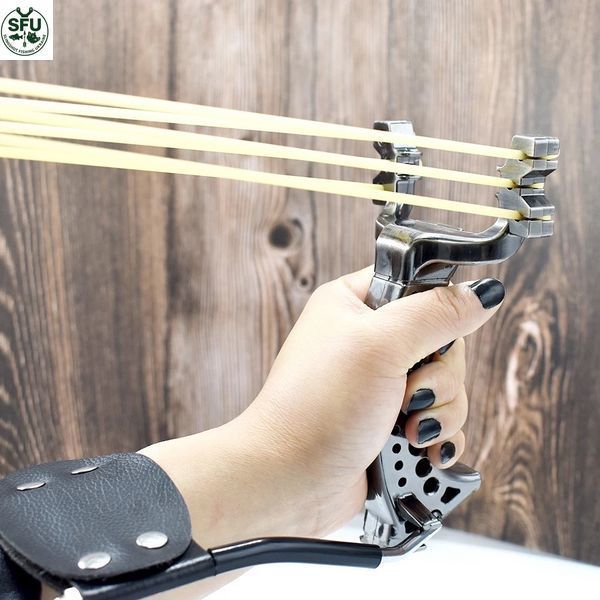 Fishing slingshot with a wrist brace